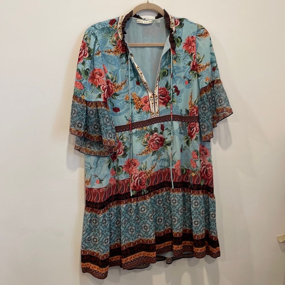 ❤️ALICE + OLIVIA GLORY TIERED RUFFLE FLORAL DRESS